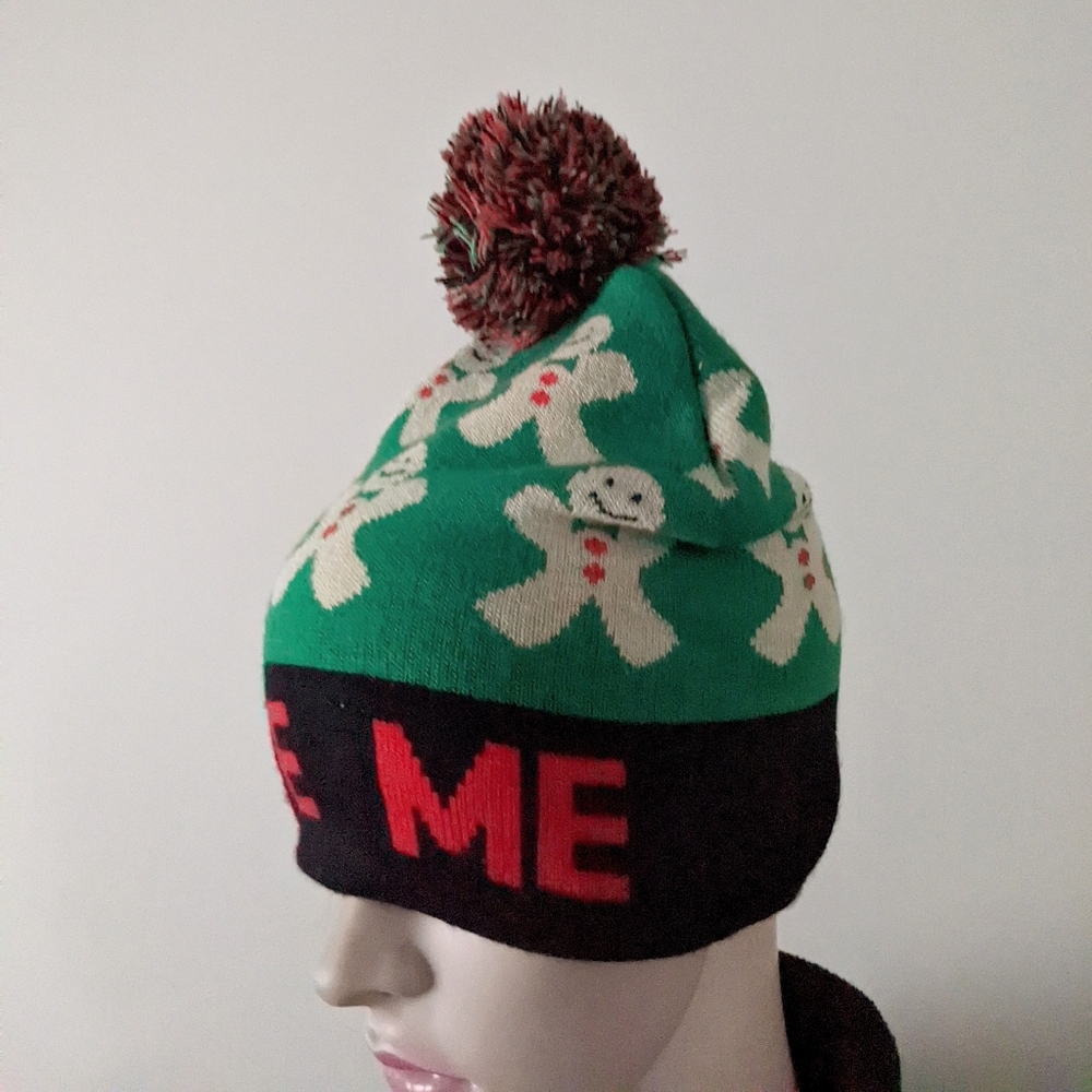Gingerbread Bite Me Christmas beanie hat - Picture 2 of 3